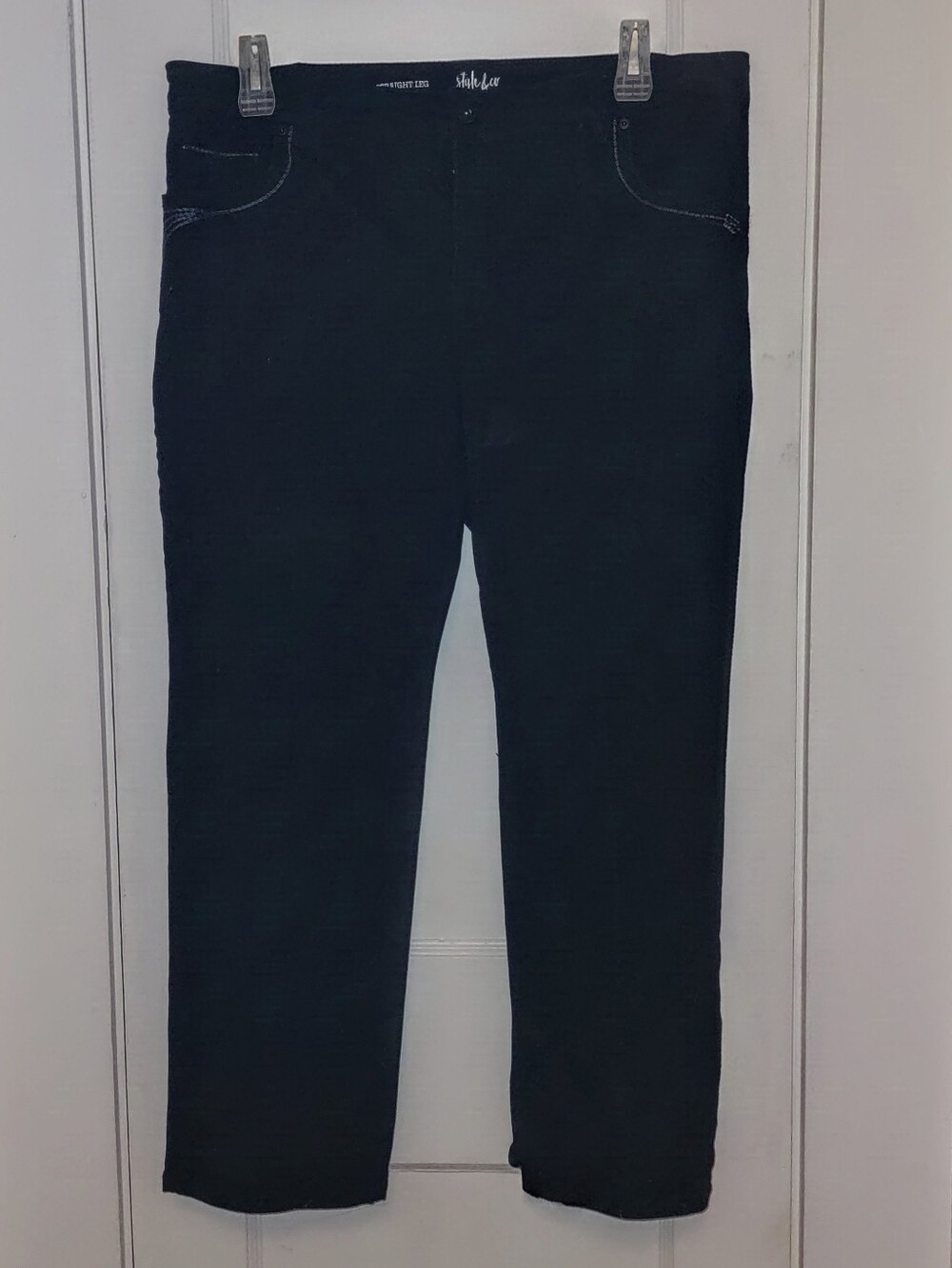 18WP Darkest Blue Women's Petite Straight Leg Style & Co Jeans